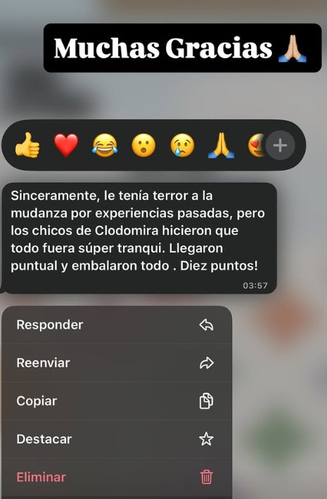 Reseña de cliente de Mudanzas Clodomira 2